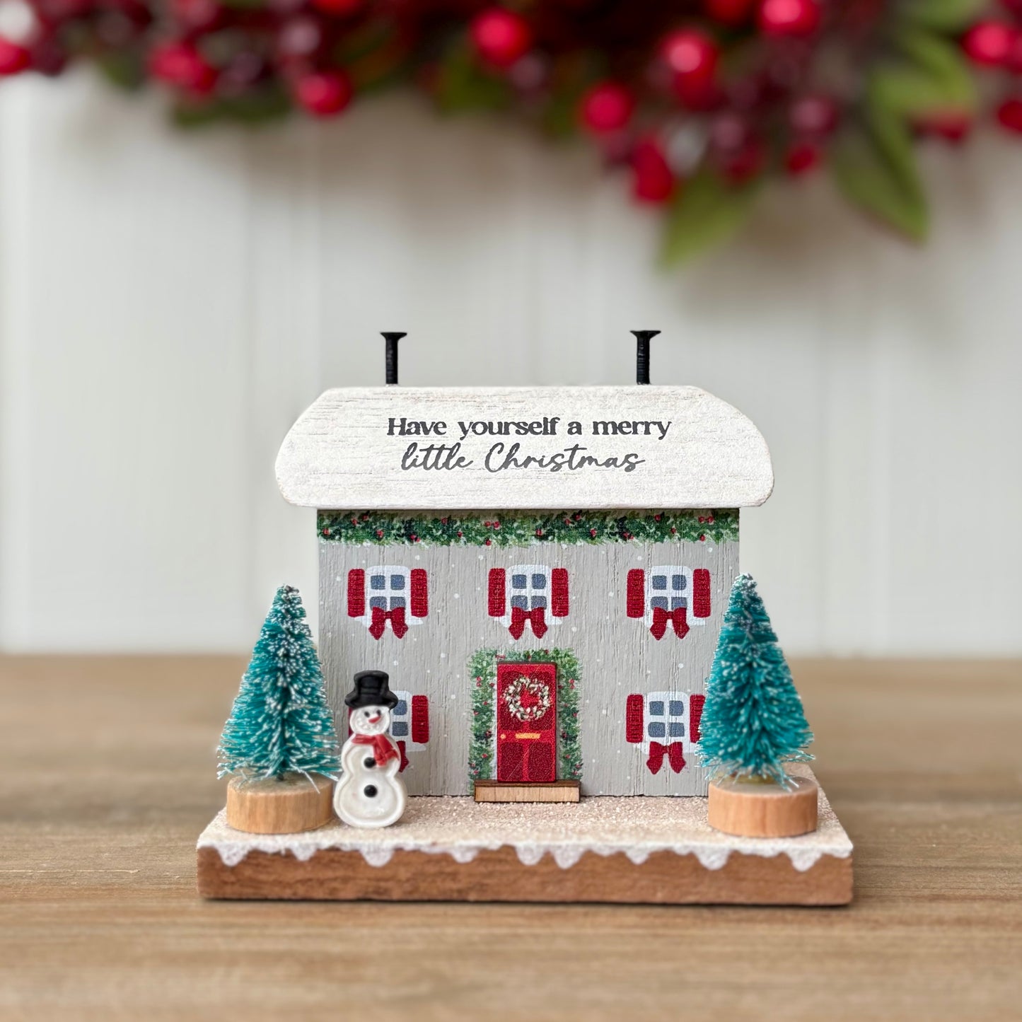 Wooden Christmas House Block Scene 'Have Yourself A Merry Little Christmas'