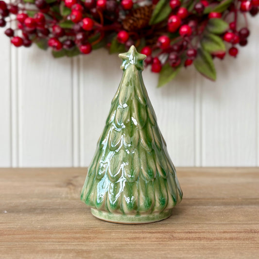 Green Glazed Ceramic Christmas Tree Ornament