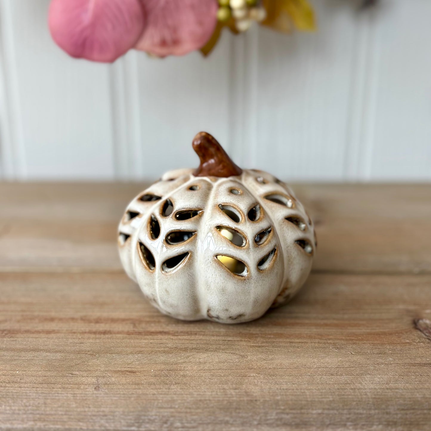 LED Ceramic Autumn Pumpkin Ornaments | Light-Up Autumn Decor