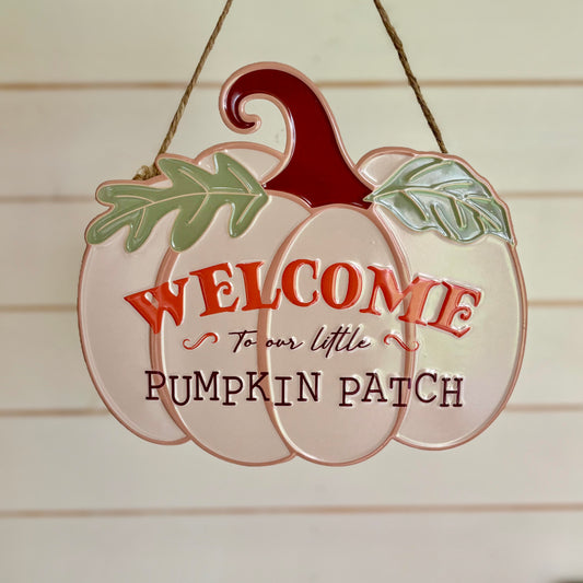 Metal Hanging Welcome Pumpkin Patch Sign