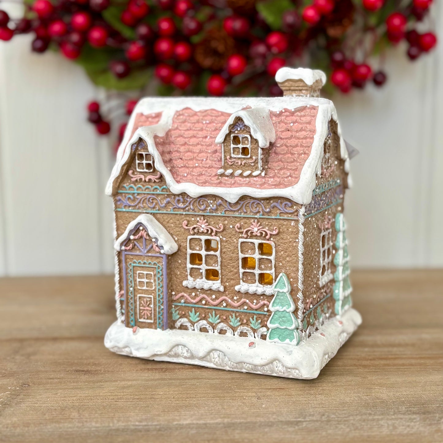 Light Up Gingerbread House & Church Christmas Ornaments