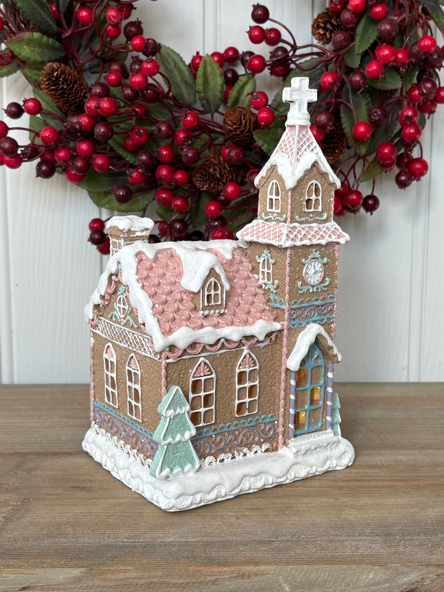 Light Up Gingerbread House & Church Christmas Ornaments