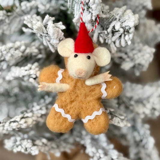 Felt Mouse Gingerbread Hanging Ornament