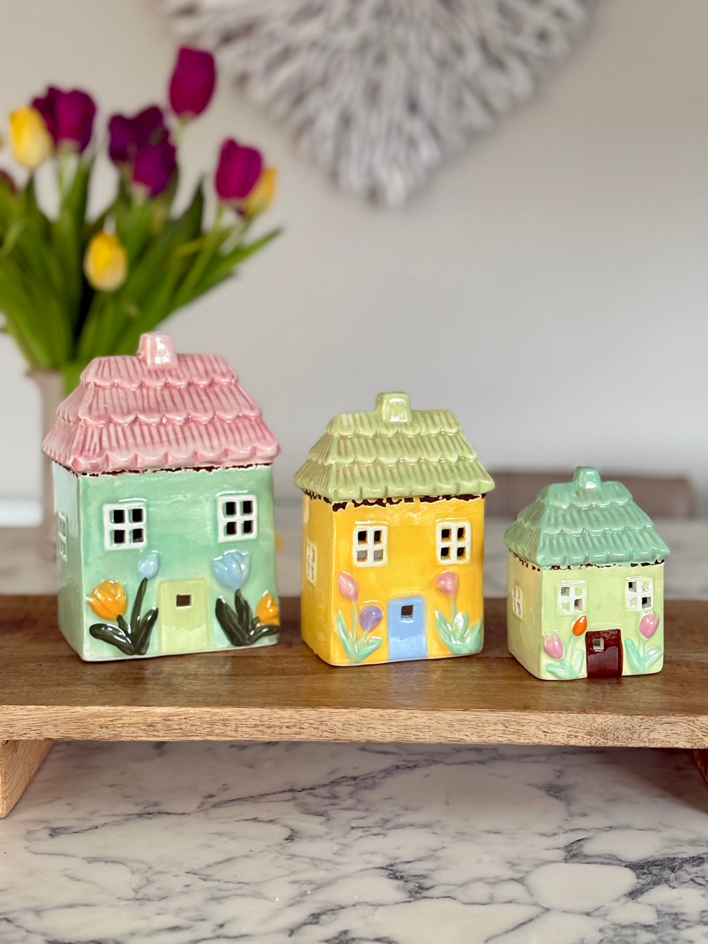 Ceramic Spring House Cottage Tea Light Holder Ornaments