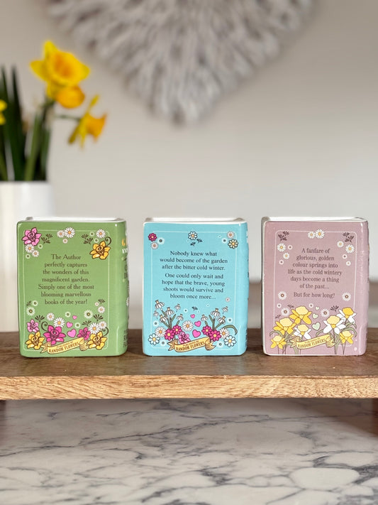 Mini Ceramic Botanical Book Vase Decorations