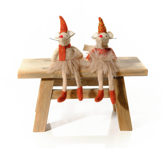 Fabric Festive Mouse Shelf Sitters in Hats & Scarves