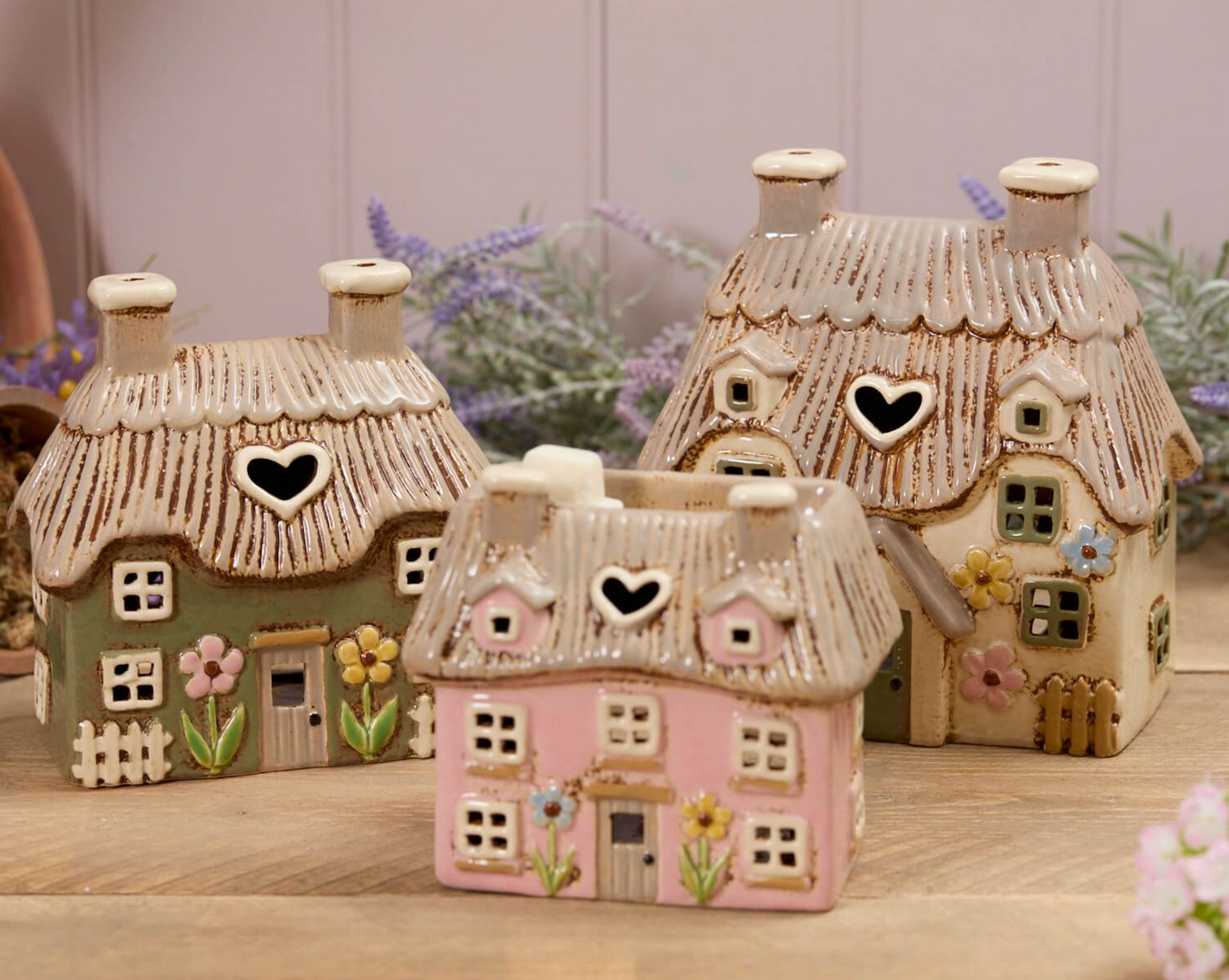 Ceramic Thatched Cottage House Tea Light Holder Ornament
