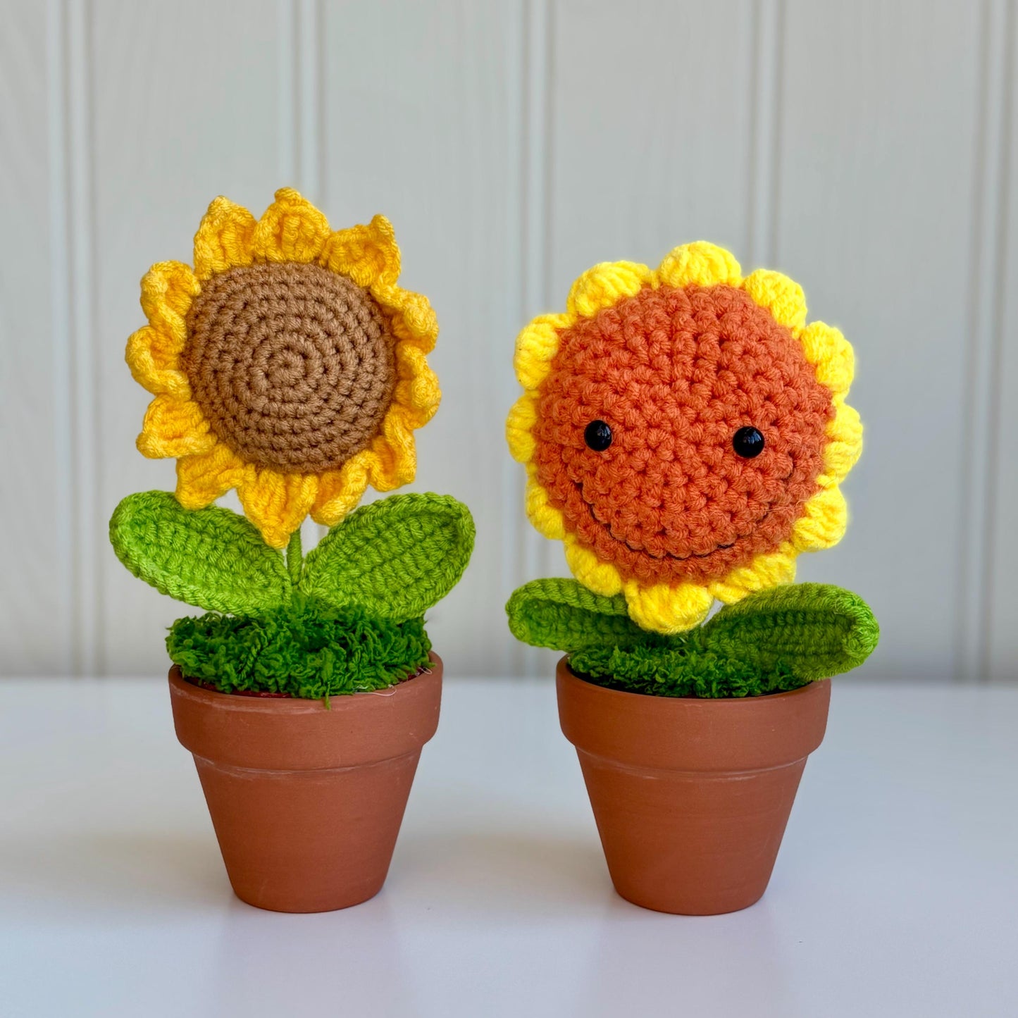 Knitted Sunflower in Plant Pot Ornaments
