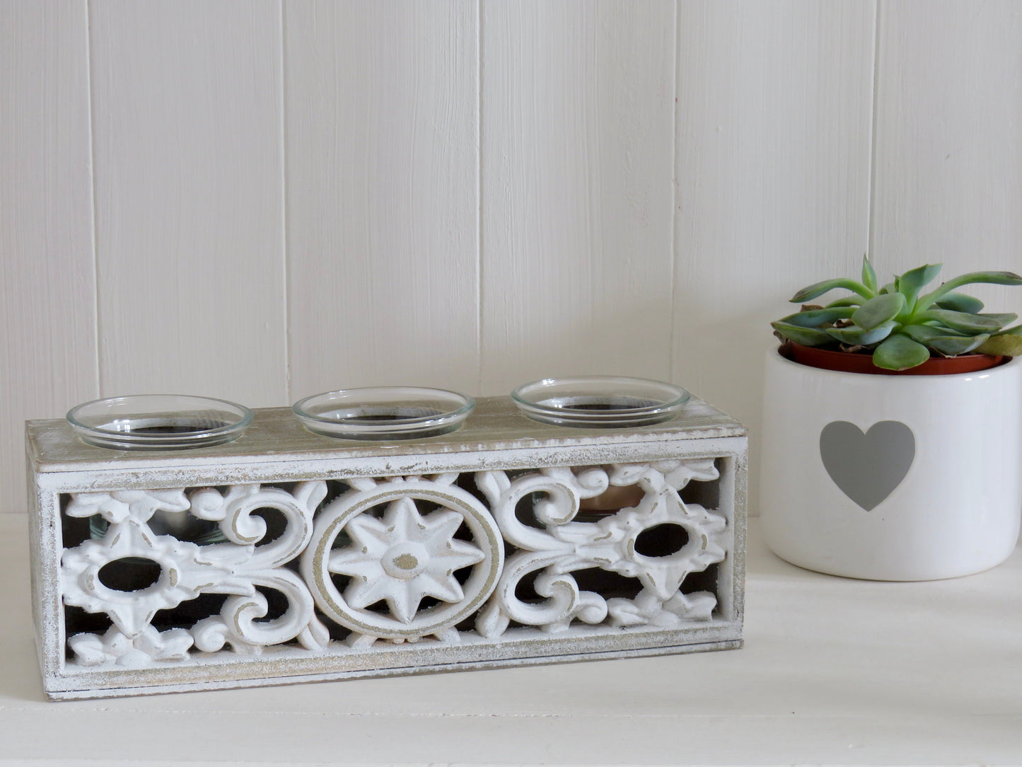 Rustic Carved Tea Light Holder - Wooden Candle Holder - Farmhouse Decor