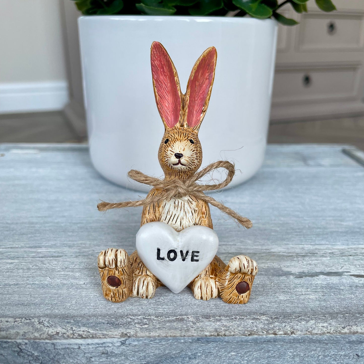 Sitting Rabbit Ornament With Heart | Mum, Friend, Love