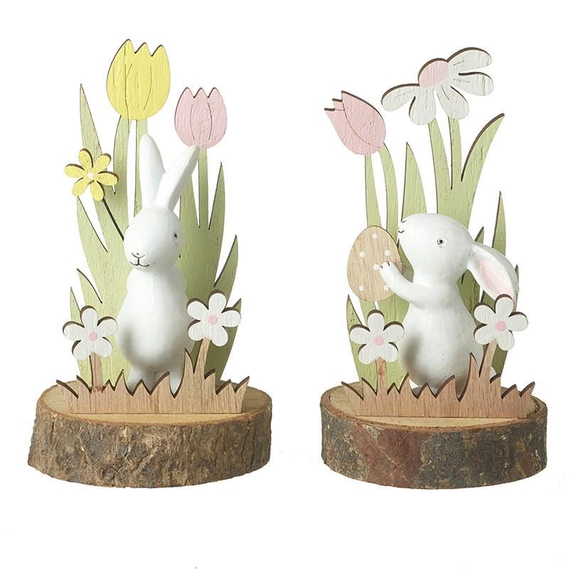 Rustic Wooden Easter Bunny Rabbit Flower Decorations