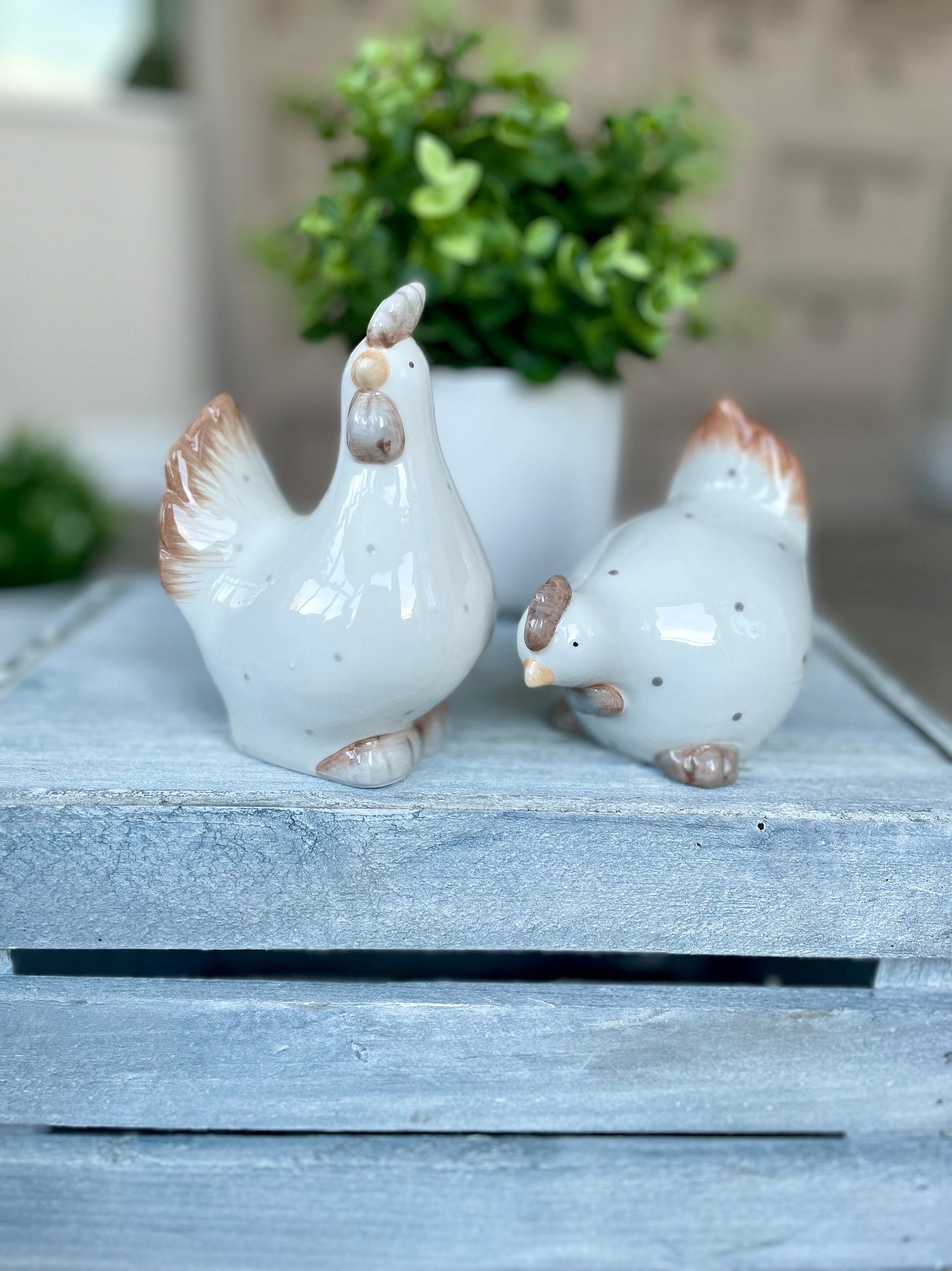 Ceramic Dotty Chicken Ornaments