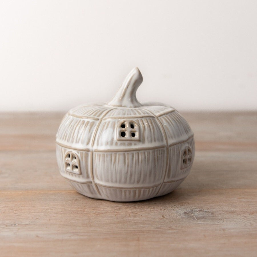 Ceramic Glazed LED Pumpkin House Ornament