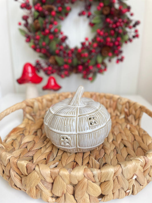 Ceramic Glazed LED Pumpkin House Ornament