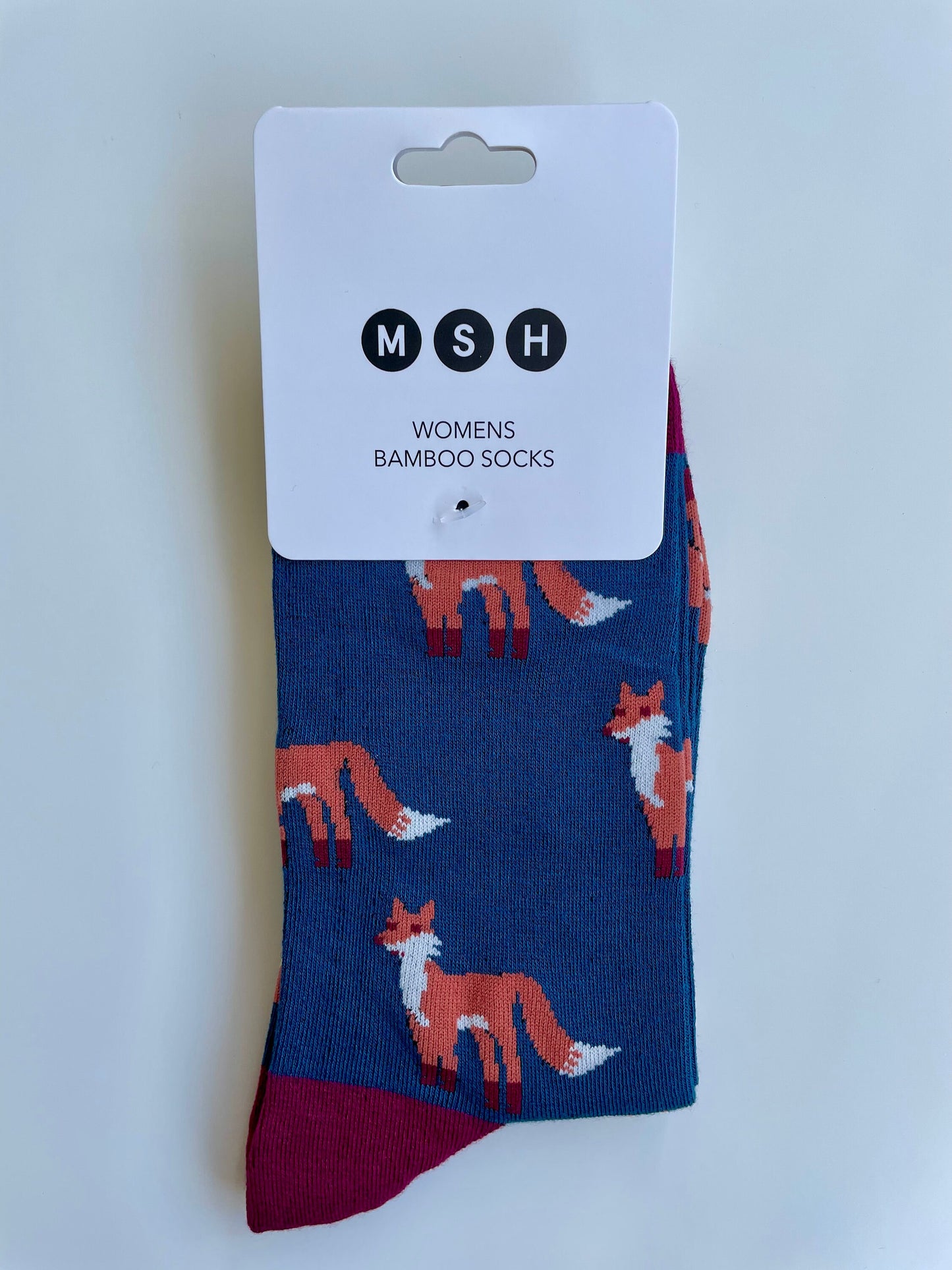 Ladies Bamboo Sustainable Socks | Turquoise Pink Fox