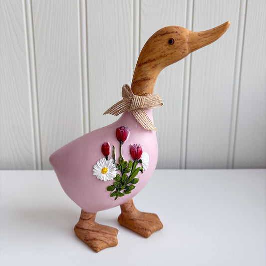 Spring Floral Standing Duck Ornaments