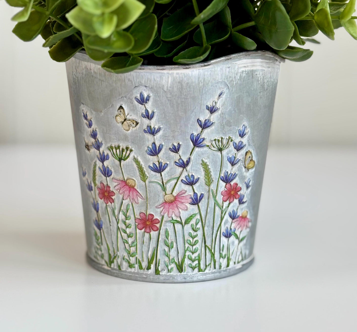 Metal Floral Plant Pot