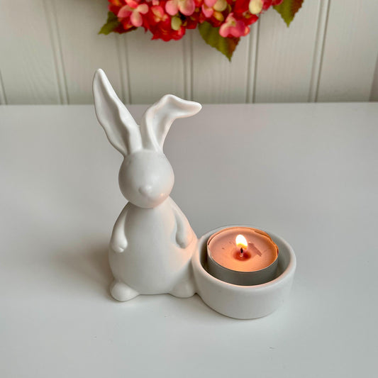 White Porcelain Rabbit Tea Light Holder