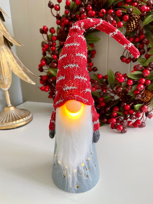 Ceramic Light Up Gonk with Fabric Hat and Beard