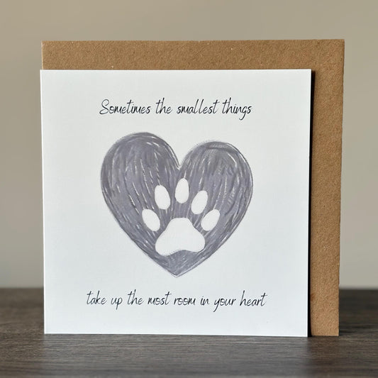 Dog Loss Sympathy Card | Paw Print Heart Cards | Pet Bereavement Sympathy Cards