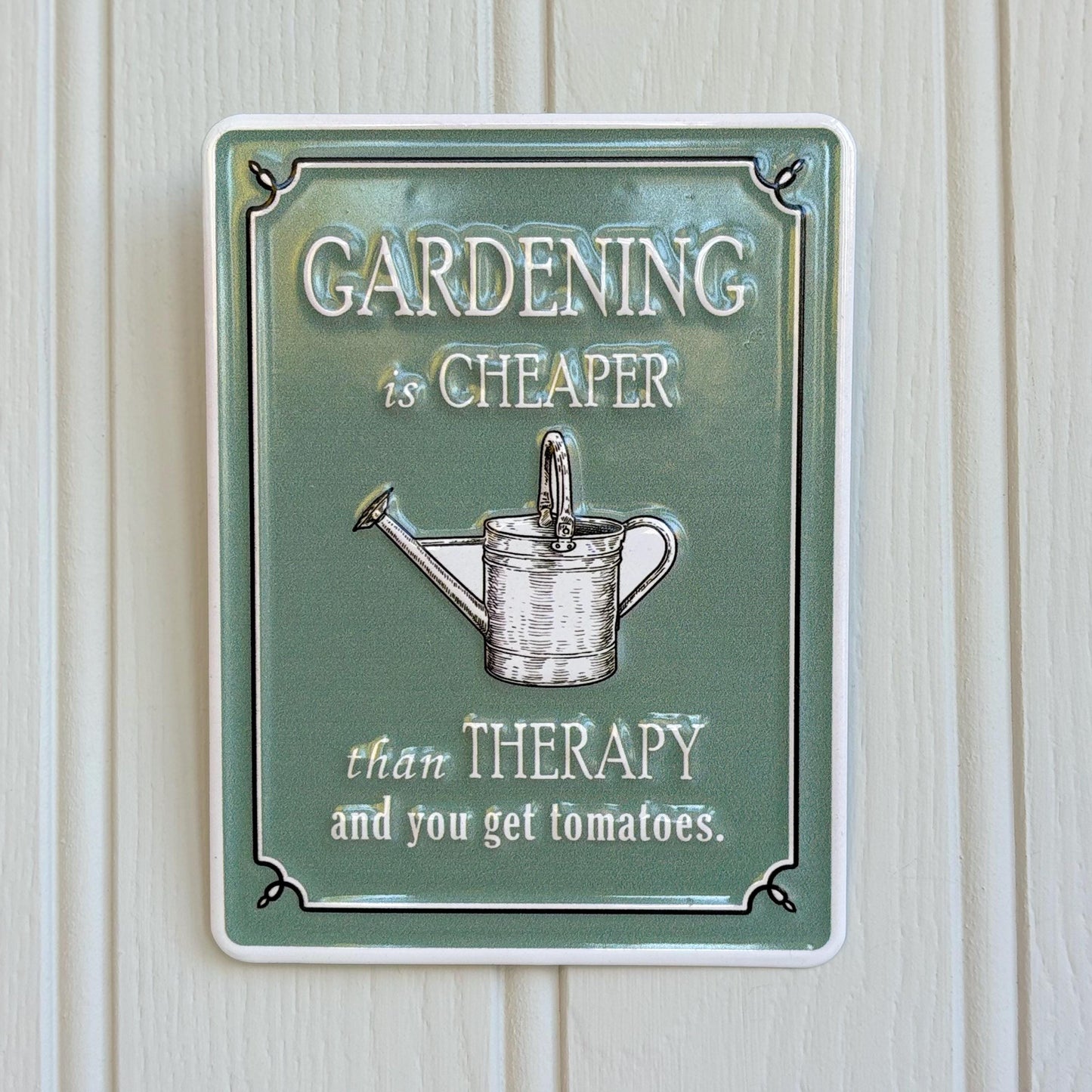 Metal Garden Sign 'Gardening is Cheaper Than Therapy'