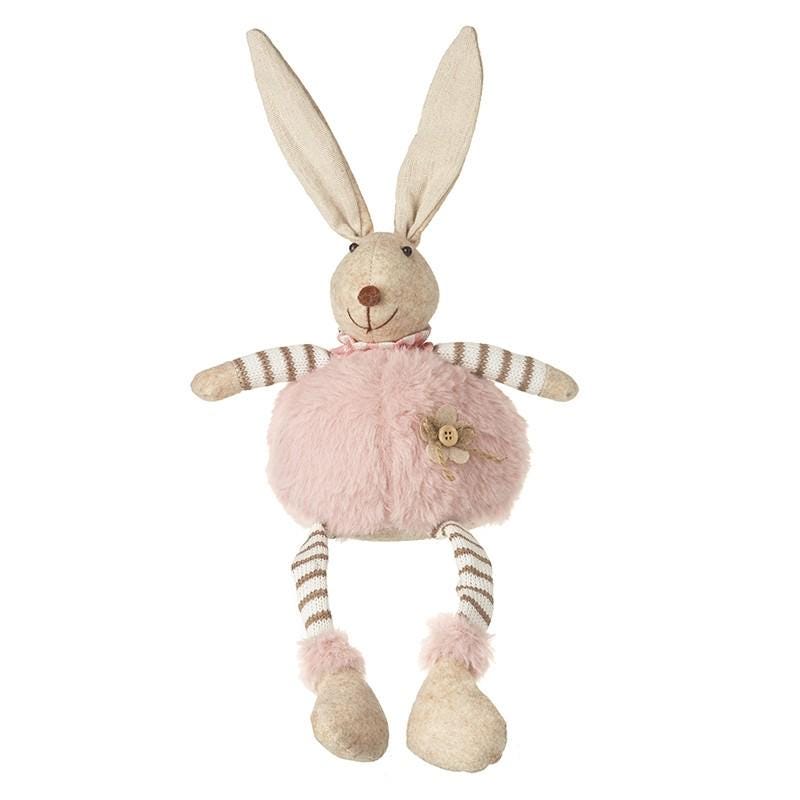 Betsy the Sitting Round Pink Fluffy Rabbit Decoration