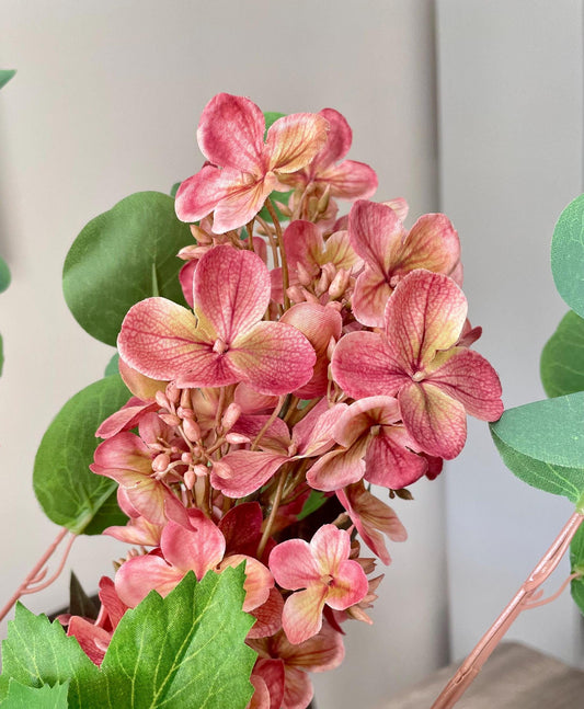 Pink & White Artificial Hydrangea Bouquet Flower Arrangement | Artificial Hydrangea Stems | Pink Hydrangea | White Hydrangea