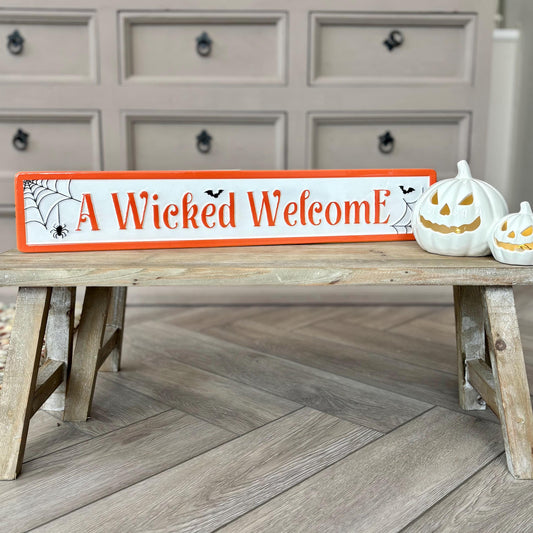 Large Metal 'Wicked Welcome' Halloween Sign | Spooky Autumn Door or Wall Decor