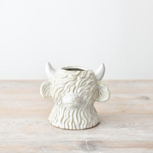 Ceramic Glazed Highland Cow Pot Ornament