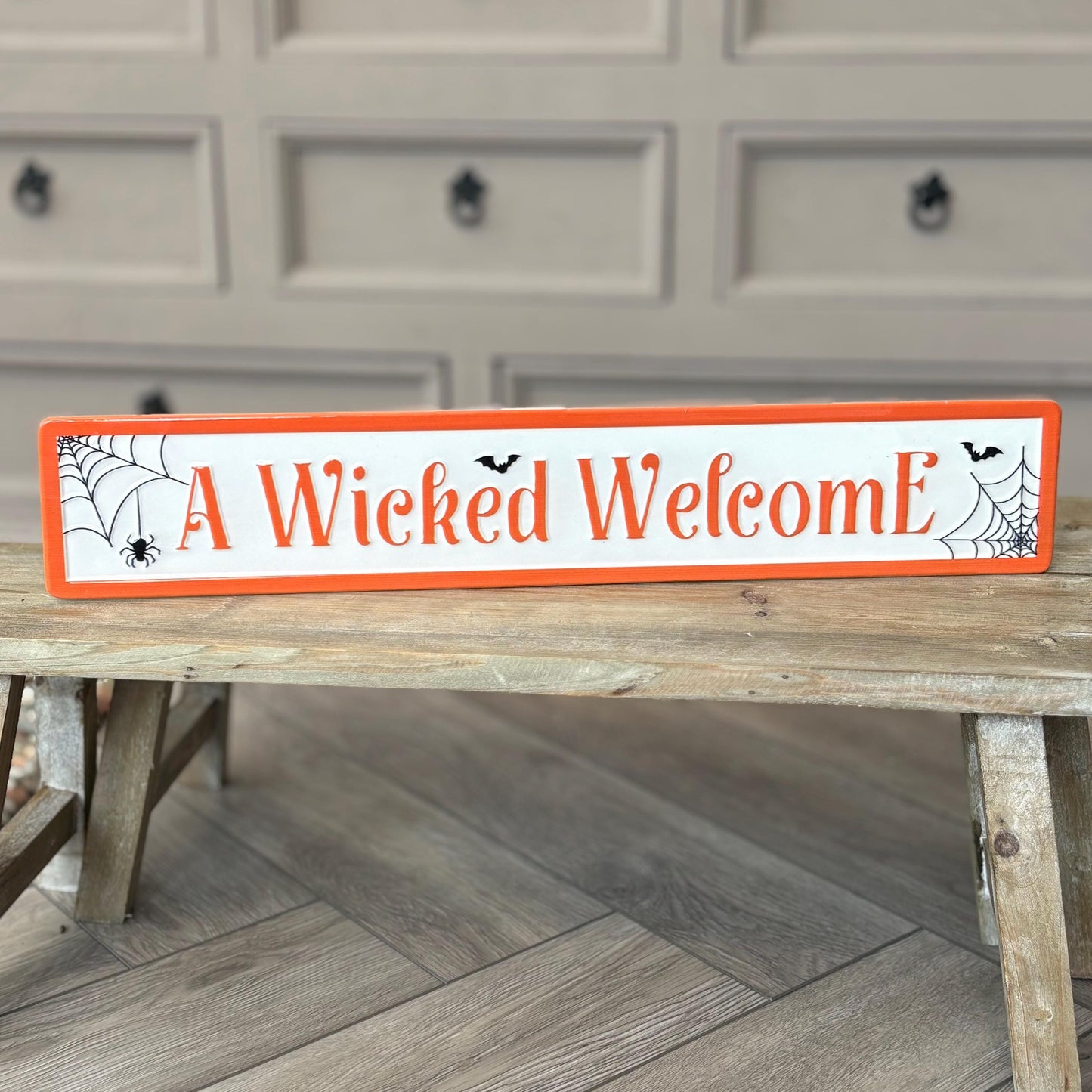 Large Metal 'Wicked Welcome' Halloween Sign | Spooky Autumn Door or Wall Decor