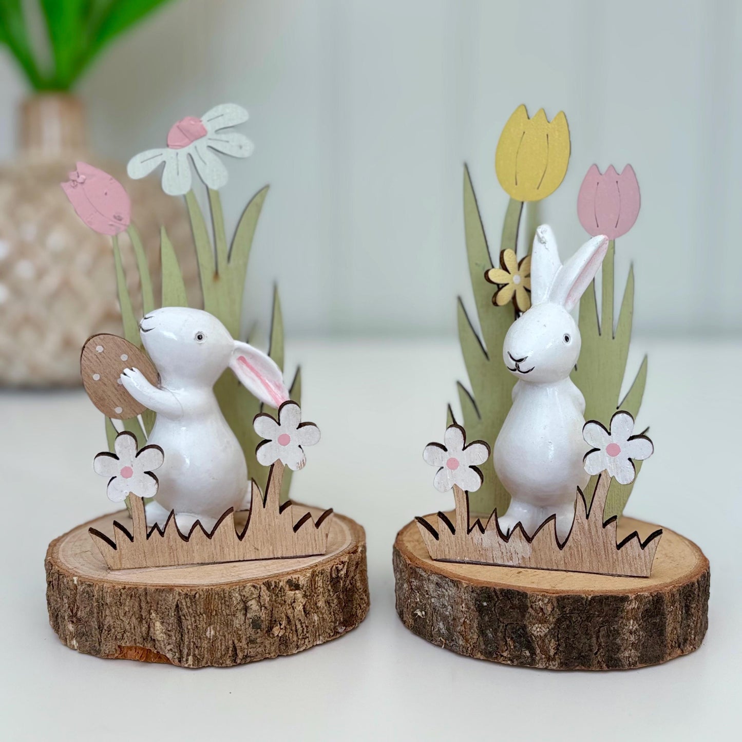 Rustic Wooden Easter Bunny Rabbit Flower Decorations