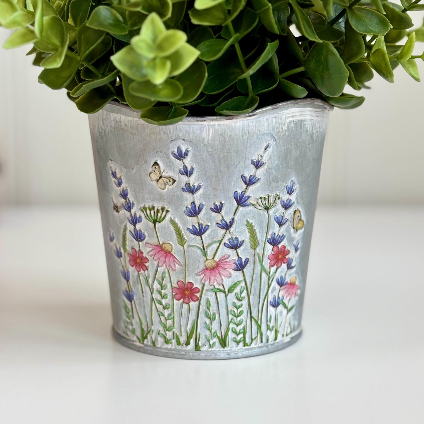 Metal Floral Plant Pot