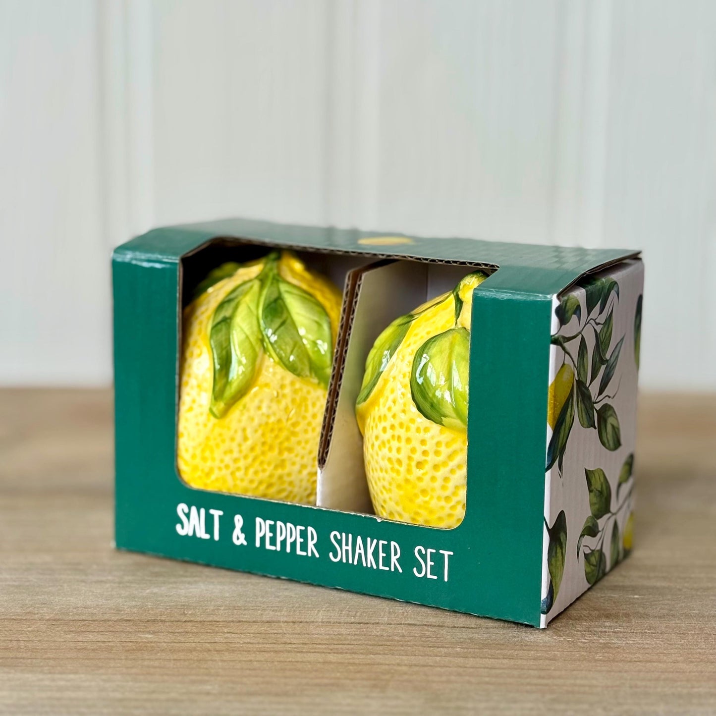 Ceramic Lemon Salt and Pepper Shaker Pots with Box | Cute Ceramic Fruit Condiment Set | Unique Kitchen Decor