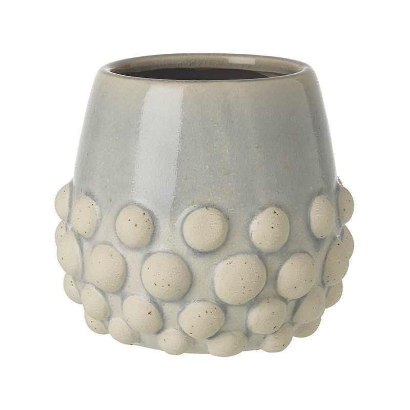 Indoor Plant Pots | Grey & Yellow Crackle Glaze Ceramic Textured Bobble Planters