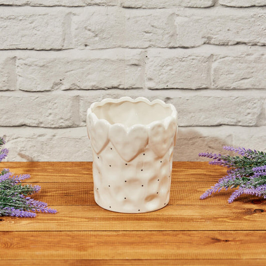Spotty Heart Ceramic Plant Pot