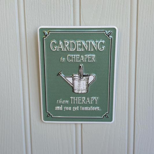 Metal Garden Sign 'Gardening is Cheaper Than Therapy'