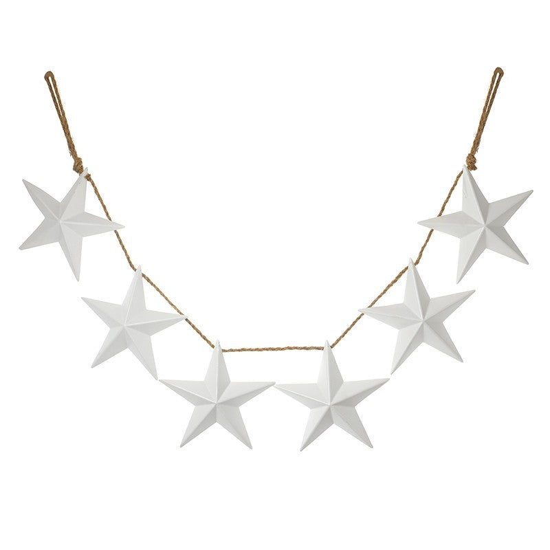 Rustic White Metal Star Garland