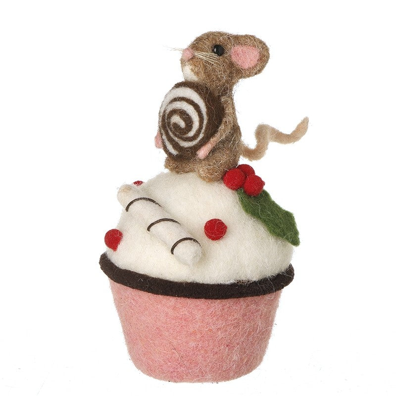 Felt Mouse Cupcake Christmas Ornament