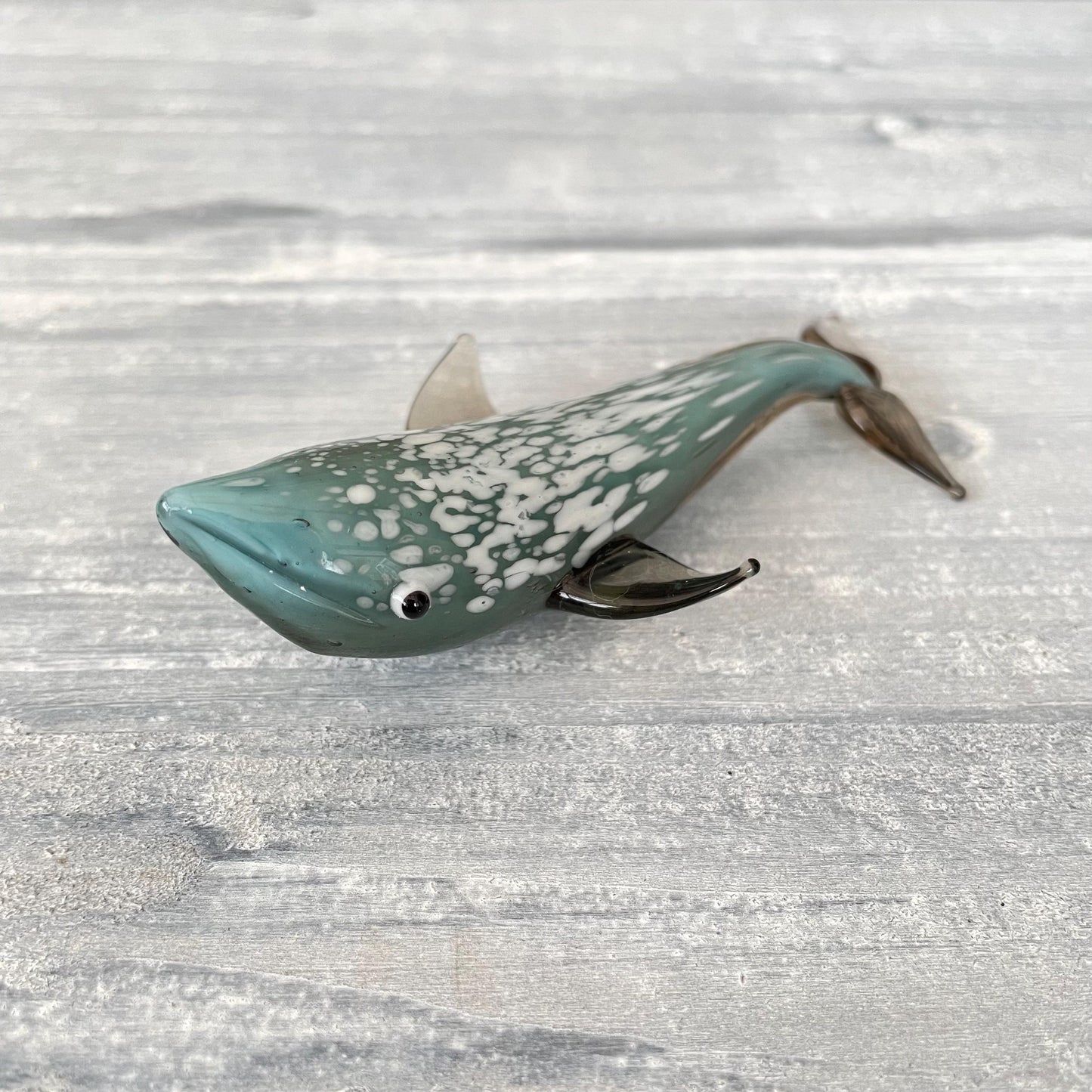 Miniature Glass Whale Figurine Collectable Ornament with Box