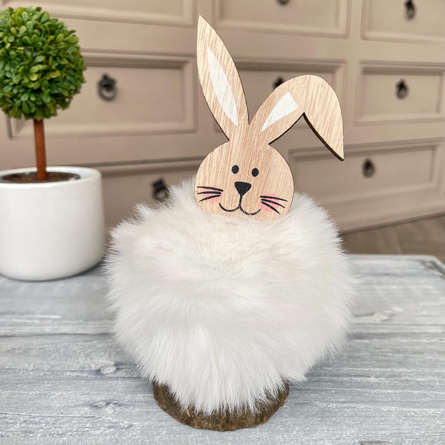 Fluffy Easter Bunny Rabbit Pom Pom Ornaments