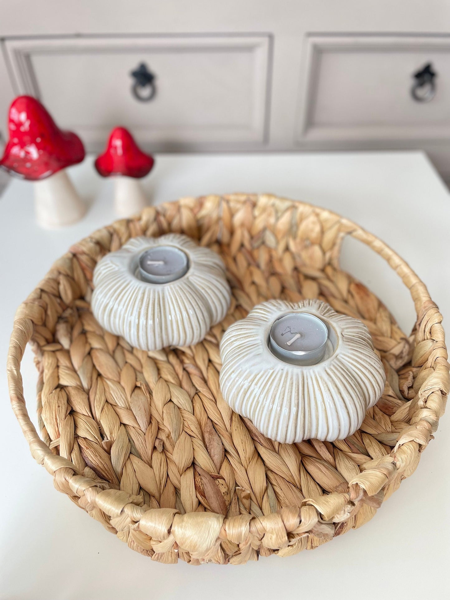 Glazed Ceramic Pumpkin Tea Light Holder