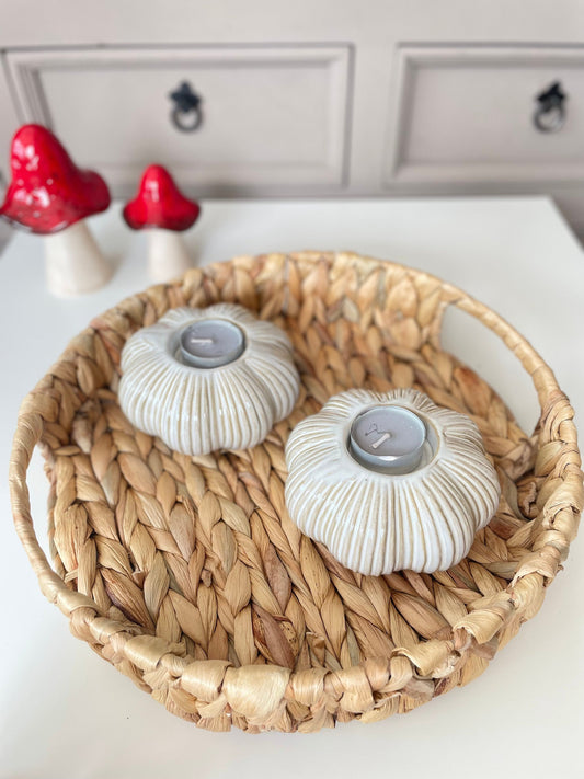Glazed Ceramic Pumpkin Tea Light Holder