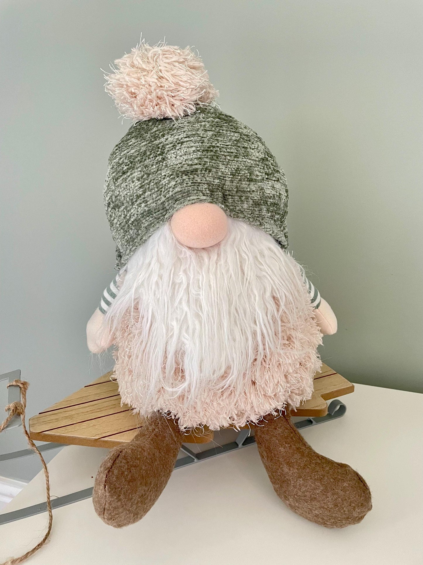 Sage Green Plush Christmas Nordic Santa Gonk Decorations