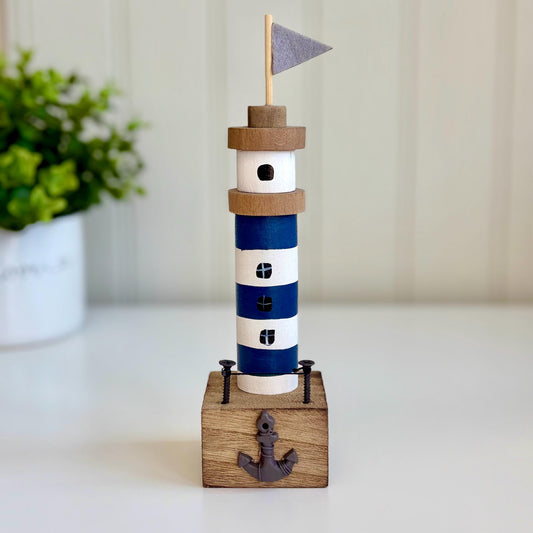 Wooden Seaside Lighthouse Ornament