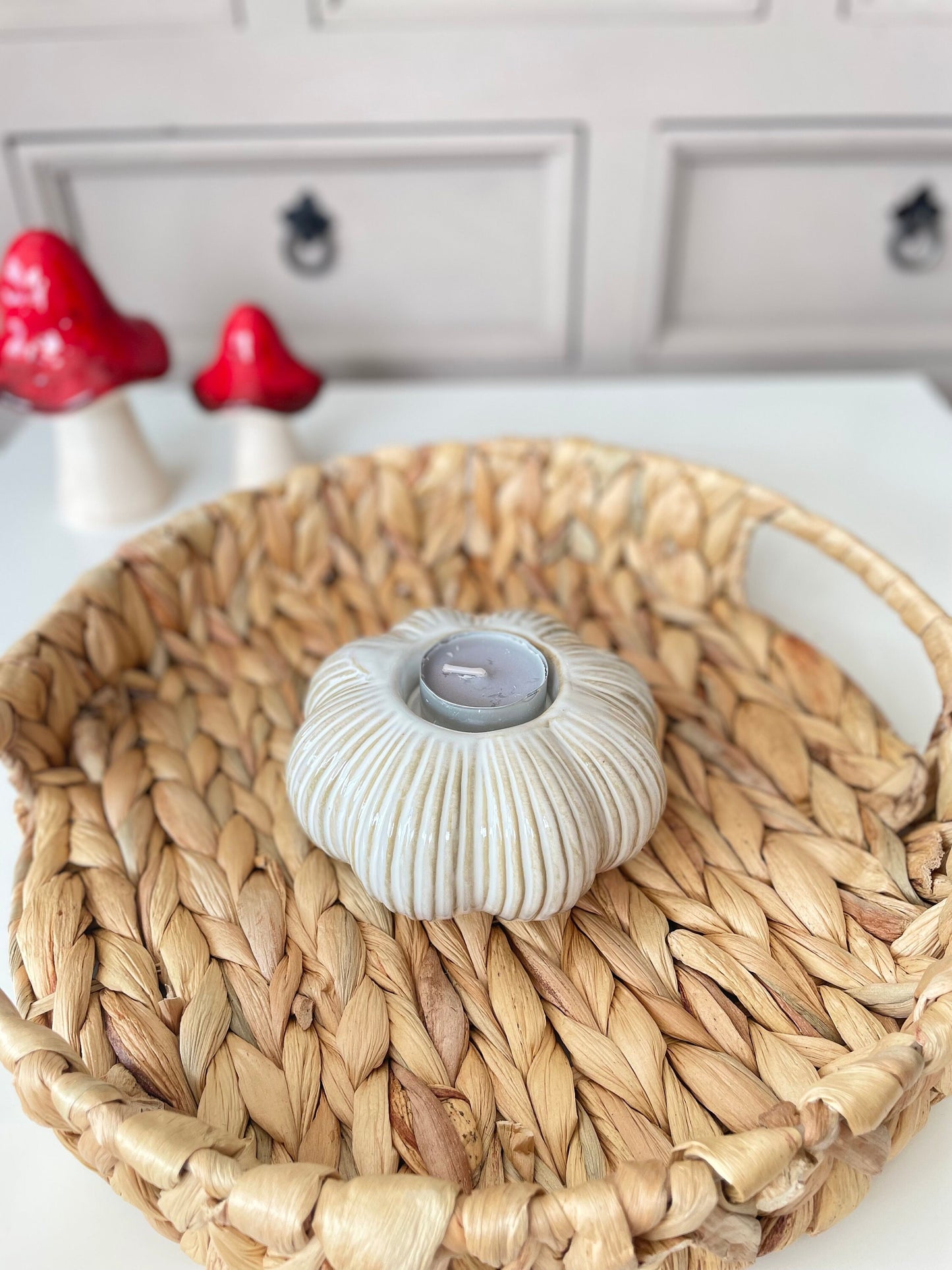 Glazed Ceramic Pumpkin Tea Light Holder