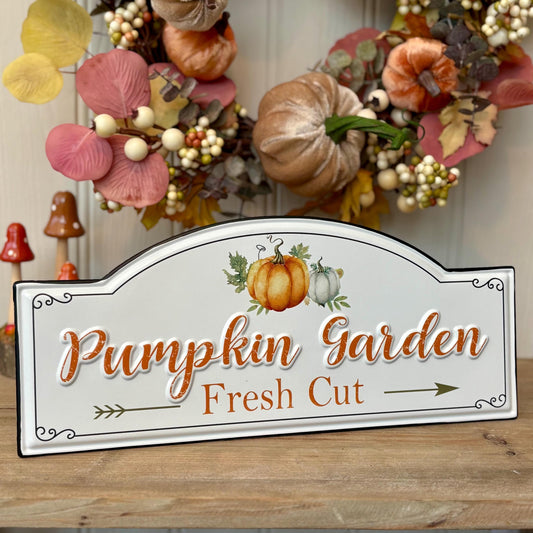 Metal Pumpkin Garden Fresh Cut Sign Ornament