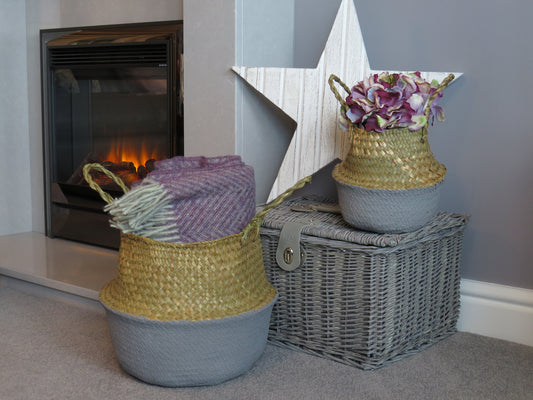 Seagrass Baskets Grey Dipped