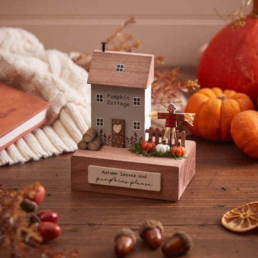 Autumn Pumpkin Cottage House Block Ornament
