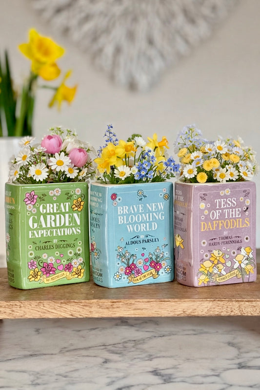 Mini Ceramic Botanical Book Vase Decorations