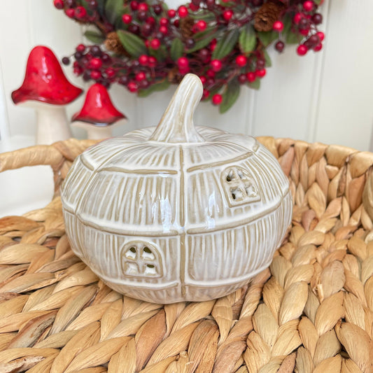 Ceramic Glazed LED Pumpkin House Ornament